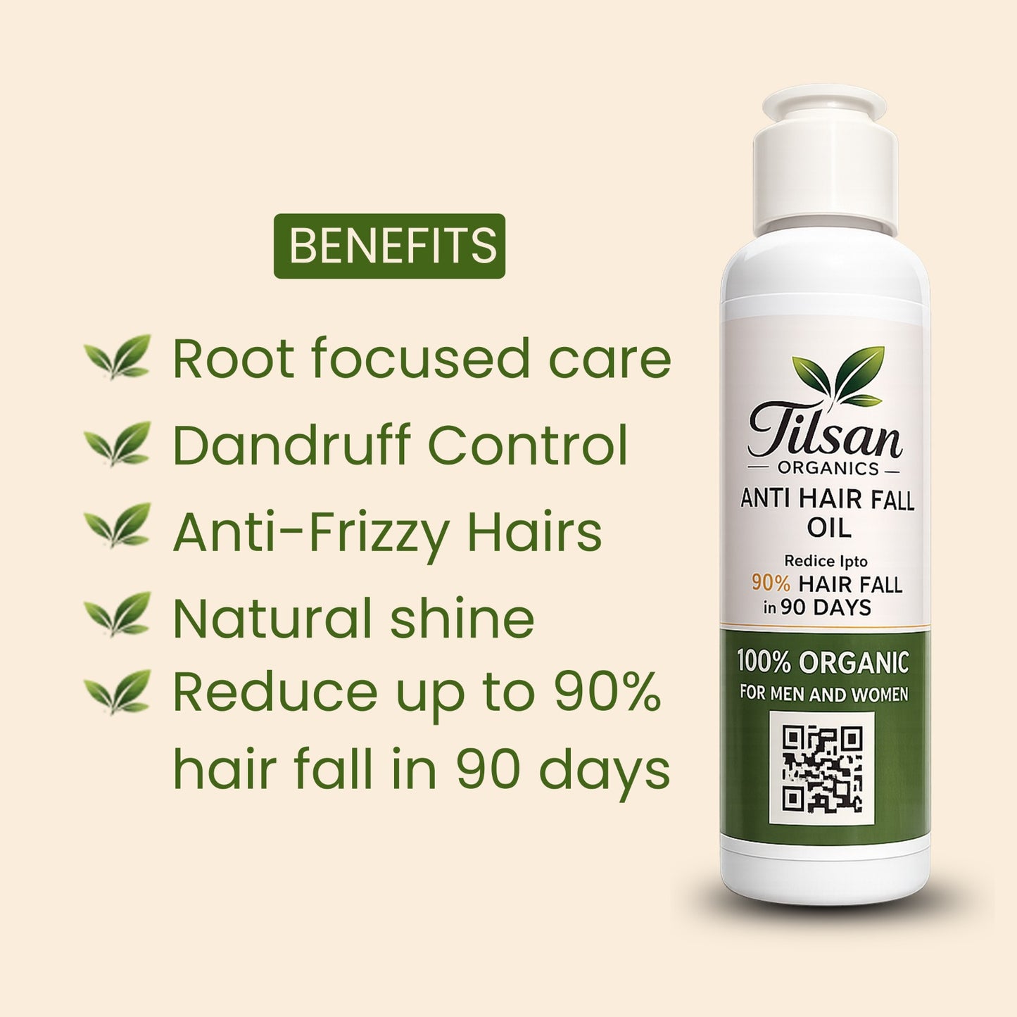 Tilsan Anti Hair Fall Oil | Pure Roots Hair Oil | 100 ML | Tilsan Organics